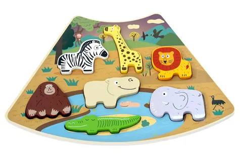 2Kids Toys Dřevěné puzzle Safari propojitelné / od 18 měsíců