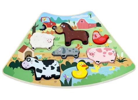 2Kids Toys Dřevěné puzzle Veselá farma propojitelné / od 18 měsíců