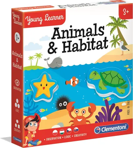 Clementoni Young Learner: Zvířátka a prostředí / 6x3 dílků / od 3 let