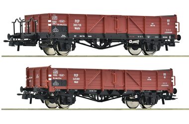 Roco 6600150 Sada 2 ks otevřených nákladních vagónů PKP III / Měřítko:H0 (1:87) / Délka: 240 mm / 15 let 
