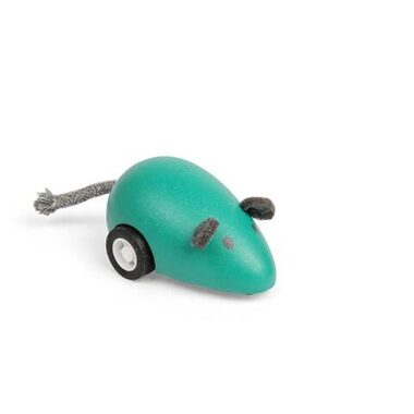 Bigjigs Toys Dřevěná natahovací Myš 1 ks zelená / od 3 let 