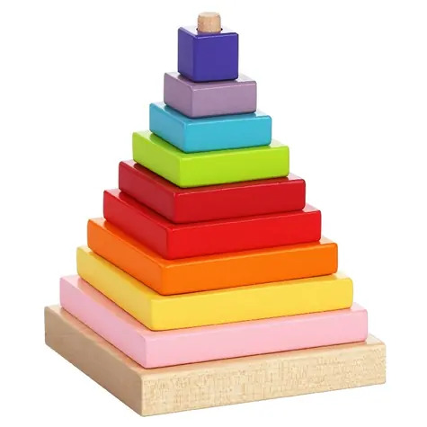 CUBIKA 13357 Barevná pyramida - dřevěná skládačka / 9 dílů / od 18 měsíců