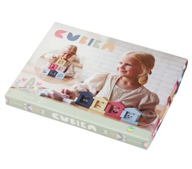 CUBIKA Pastel 15962 Barevné domečky - dřevěná stavebnice / 30 dílů / od 2 let