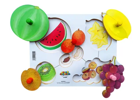 Just Jigsaws 155 Loupeme a krájíme plodiny 6  - dřevěné deskové puzzle / 6 dílů / od 3 let