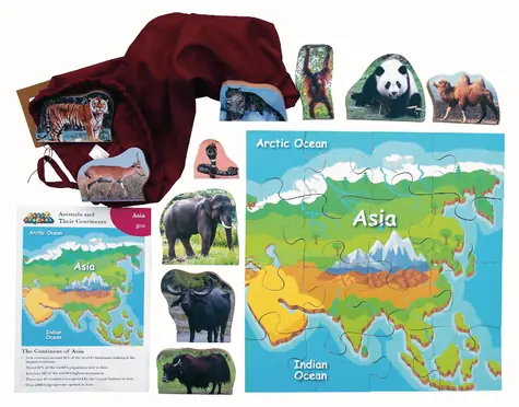Just Jigsaws 773 Asie a její zvířata - dřevěné puzzle 16 dílů a 10 zvířat / od 3 let