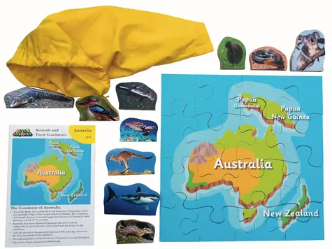 Just Jigsaws 774 Austrálie a její zvířata - dřevěné puzzle 16 dílů a 10 zvířat / od 3 let