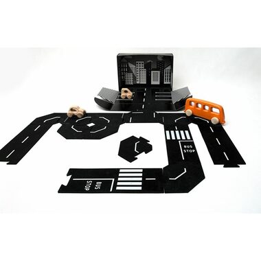 TODDLEROAD 2003 SADA MĚSTO - flexibilní silnice - 14 silikonových puzzle dílů / od 12 měsíců