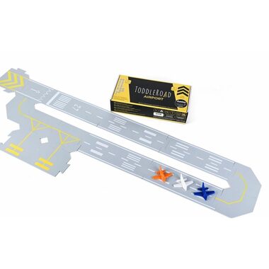 TODDLEROAD 2102 SADA LETIŠTĚ - flexibilní silnice - 14 silikonových puzzle dílů a 3 ergonomická letadla / od 12 měsíců