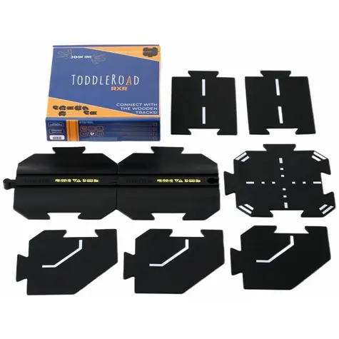 TODDLEROAD 2201 ŽELEZNIČNÍ PŘEJEZD S DOPLŇKY - flexibilní silnice - 8 silikonových puzzle dílů / od 12 měsíců