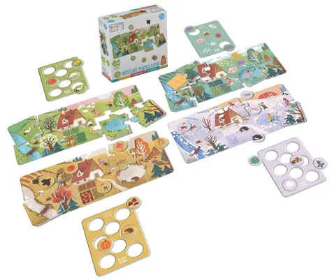 KukiKuk 80063 - Véééliké Puzzle loto Roční období / od 2 let