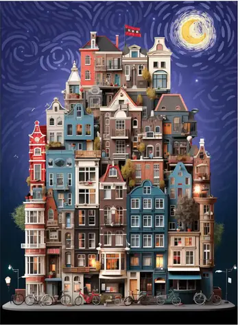 ANATOLIAN Puzzle Hvězdná noc v Amsterdamu / 1000 dílků / od 14 let