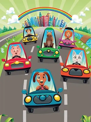 ART PUZZLE 5901 Dřevěné puzzle Roztomilí řidiči / 100 dílků / od 6 let