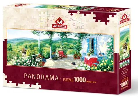 ART PUZZLE 5349 Panoramatické puzzle Host na verandě / 1000 dílků / od 15 let