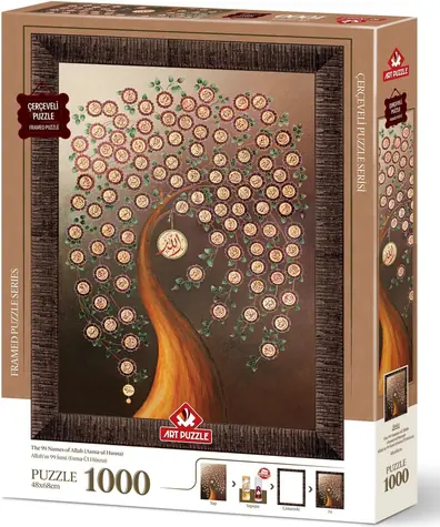 ART PUZZLE 5661 Puzzle s rámem a lepidlem 3v1 99 jmen Alláha / 1000 dílků / od 15 let