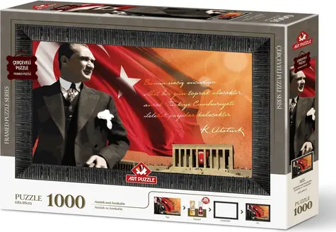 ART PUZZLE 5697 Puzzle s rámem a lepidlem 3v1 Atatürk a Anitkabir / 1000 dílků / od 15 let