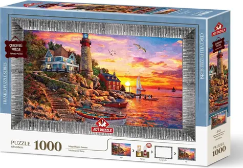 ART PUZZLE 5671 Puzzle s rámem a lepidlem 3v1 Nádherný západ slunce / 1000 dílků / od 15 let