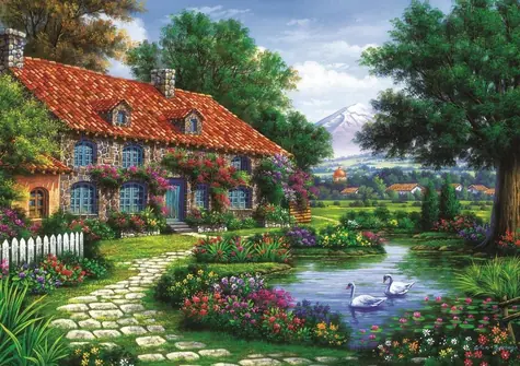 ART PUZZLE 4551 Puzzle Zahrada s labutěmi / 1500 dílků / od 15 let