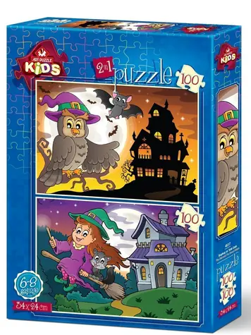ART PUZZLE 4517 Puzzle Sova a čarodějnice / 2x100 dílků / od 7 let