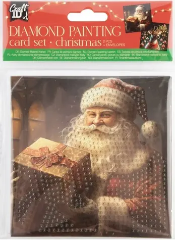 CRAFT ID Diamantové malování Vánoční přání Santa a Vánoční sob 13x13 cm