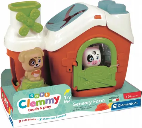 Clementoni Soft Clemmy Vkládací senzorická farma s 8 kostkami / od 6 měsíců