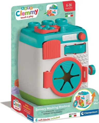 Clementoni Soft Clemmy Vkládací senzorická pračka s kostkami / od 6 měsíců