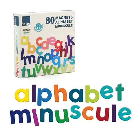 Vilac Dřevěná magnetická abeceda Malá písmena 80 ks / od 3 let