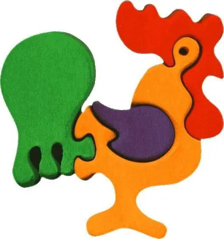 Fauna Dřevěné vkládací puzzle z masivu malý kohout / od 3 let