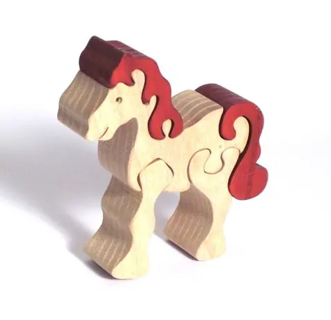 Fauna Dřevěné vkládací puzzle z masivu malý kůň bílý / od 3 let