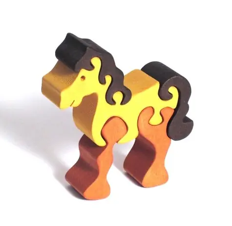 Fauna Dřevěné vkládací puzzle z masivu malý kůň hnědý / od 3 let