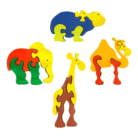 Fauna Dřevěné vkládací puzzle z masivu sada zoo 4 ks / od 3 let