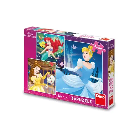 DINO Puzzle Disney veselé princezny / 3x55 dílků / od 5 let
