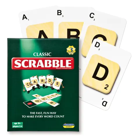 Piatnik Scrabble Cardgame / Počet hráčů: 2-4 / Délka hry: 20-30 minut / od 8 let