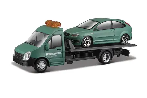 Bburago STREET FIRE Přepravní vozidlo Flatbed Transport + Ford Focus S 1:43 / od 3 let