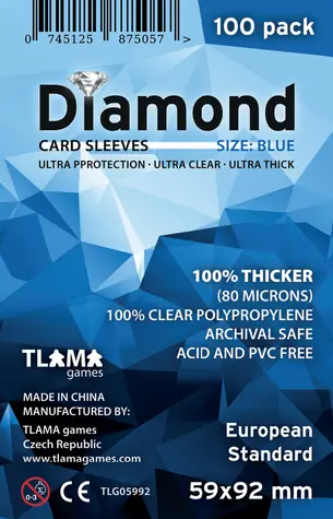TLAMA games Obaly na karty Diamond Blue: European Standard (59x92 mm) (80 mikronů, 100 ks)