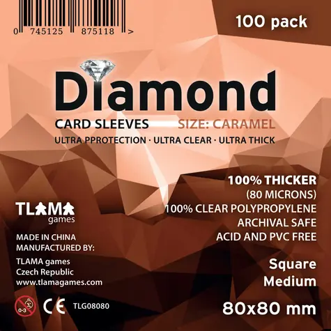 TLAMA games Obaly na karty Diamond Caramel: Square Medium (80x80 mm) (80 mikronů, 100 ks)