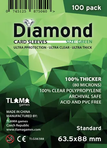 TLAMA games Obaly na karty Diamond Green: Standard (63,5x88 mm) (80 mikronů, 100 ks)