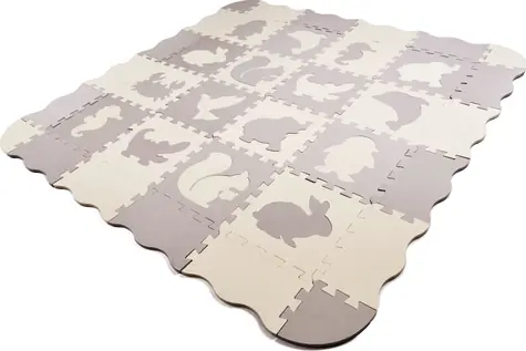 KIK Pěnové puzzle šedo-krémové zvířátka / od 3 let