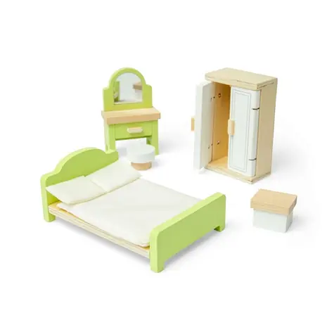 Bigjigs Toys Dřevěný nábytek do domečku pro panenky Ložnice / od 3 let