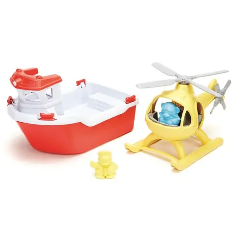 Green Toys Záchranná loď s helikoptérou / od 2 let