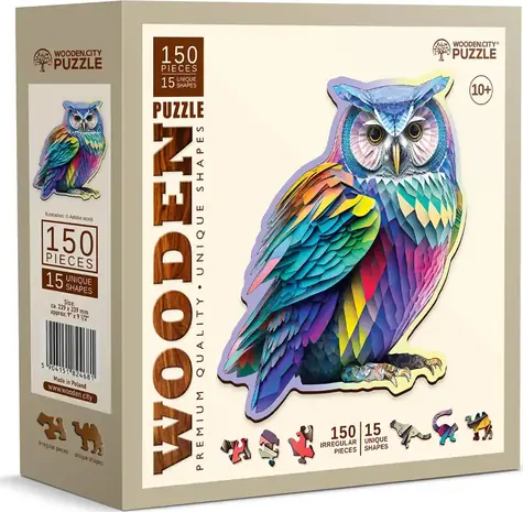 WOODEN CITY Dřevěné puzzle Moderní sova 150 dílků / od 10 let