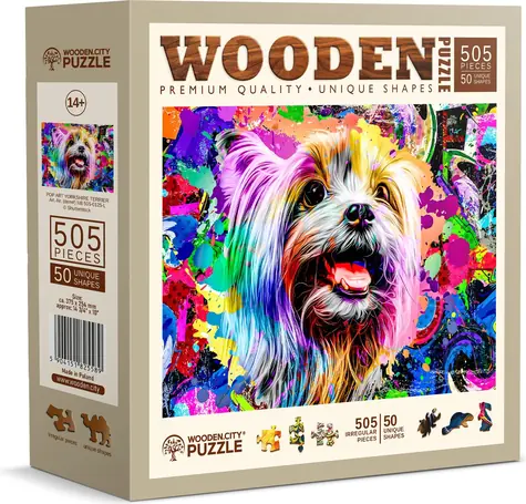 WOODEN CITY Dřevěné puzzle Pop Art Jorkšírský teriér 505 dílků / od 14 let