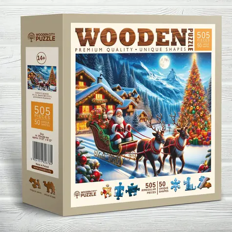 WOODEN CITY Dřevěné puzzle Santovy sáně 505 dílků / od 14 let