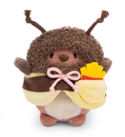 NICI plyš MyMochi Medvídek Nomo 8cm v kostýmu včelky a hranolkami - set dárkové balení / od 12 měsíců