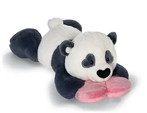 NICI Plyšová panda Love se srdíčkem - ležící 20 cm / od narození