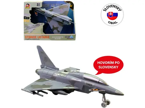 MaDe 25549 - Stíhací letadlo SK na setrvačník na baterie se světlem a zvukem / od 3 let
