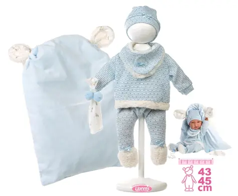 Llorens M738-59 obleček pro panenku miminko NEW BORN velikosti 40-42 cm s doplňky