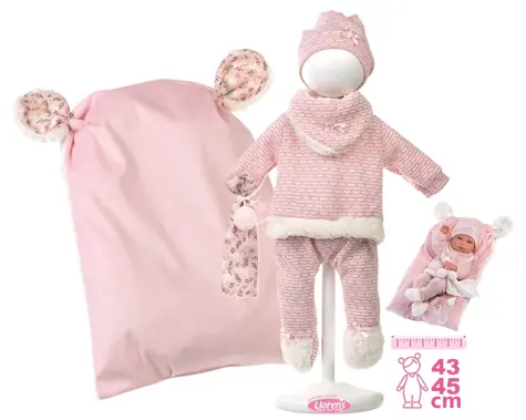 Llorens M738-60 obleček pro panenku miminko NEW BORN velikosti 40-42 cm s doplňky