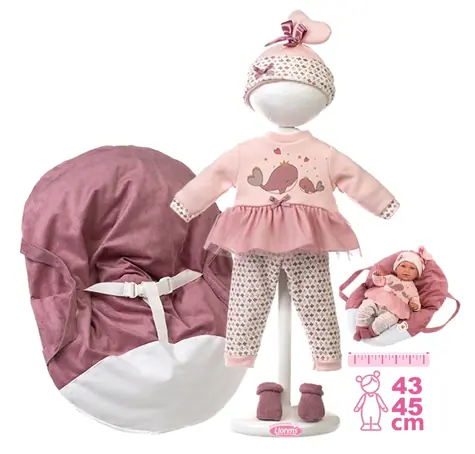 Llorens M740-14 obleček pro panenku miminko NEW BORN velikosti 40-42 cm s nosítkem do ruky