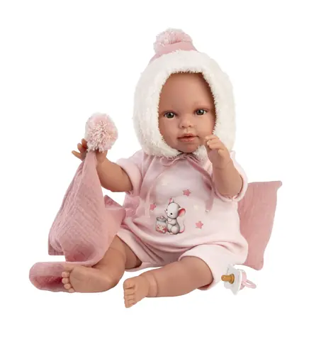 Llorens 63802 NEW BORN - realistická panenka miminko se zvuky a měkkým látkovým tělem - 38 cm