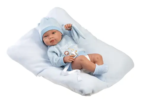 Llorens 84345 NEW BORN CHLAPEČEK - realistická panenka miminko s celovinylovým tělem - 43 cm